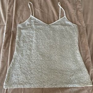 EUC Express silver sparkle cream camisole size Large